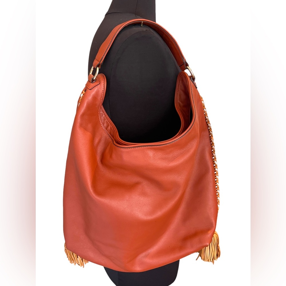 Rebecca Minkoff Burnt Orange leather hobo bag with tassels